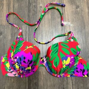 AERIE SWIM MAILLOT DE BAIN Blakey Underwire Push-up Colorful Bikini Top Bra34 C